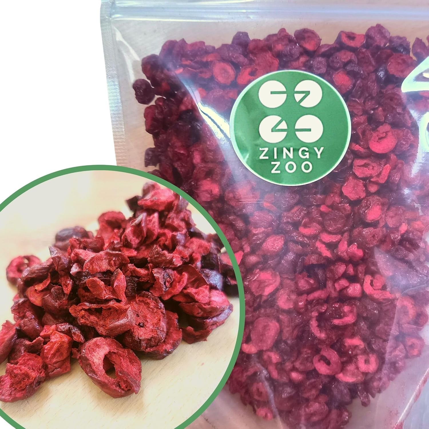 Cerezas amargas liofilizadas | Trozos de fruta liofilizada 100% natural Frutos secos | Cerezas amargas secas | Cerezas amargas liofilizadas | ZingyZoo Naty Shop Productos Deshidratados 500G