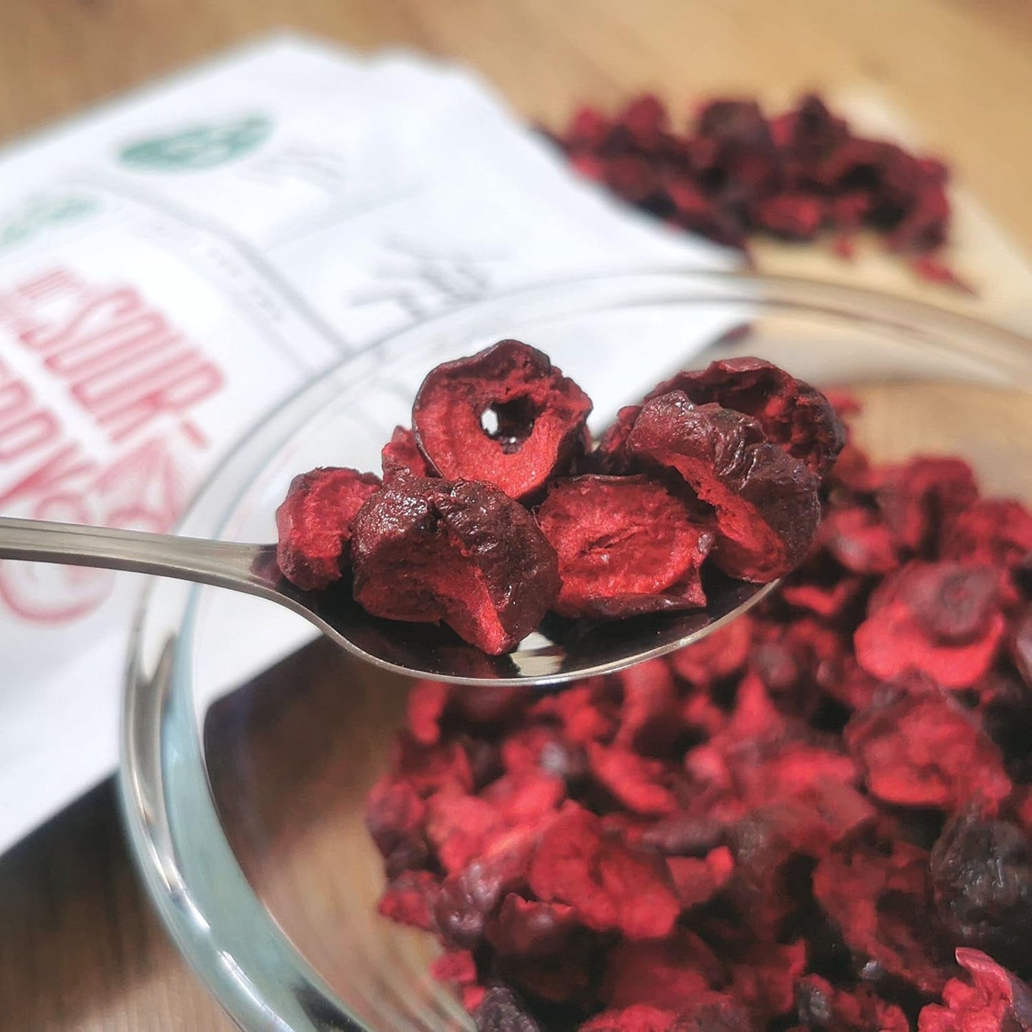 Cerezas amargas liofilizadas | Trozos de fruta liofilizada 100% natural Frutos secos | Cerezas amargas secas | Cerezas amargas liofilizadas | ZingyZoo Productos deshidratados Naty Shop