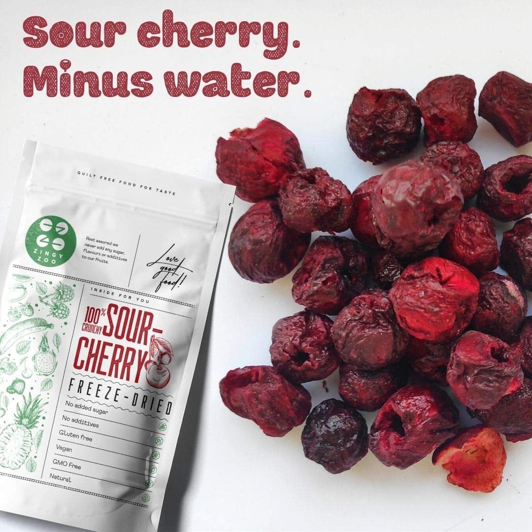 Cerezas liofilizadas | Cerezas ácidas secas | Frutas liofilizadas | Frutas secas liofilizadas | Frutas liofilizadas Cerezas secas | Batido de pieles Frutas liofilizadas (90g) Productos deshidratados Naty Shop