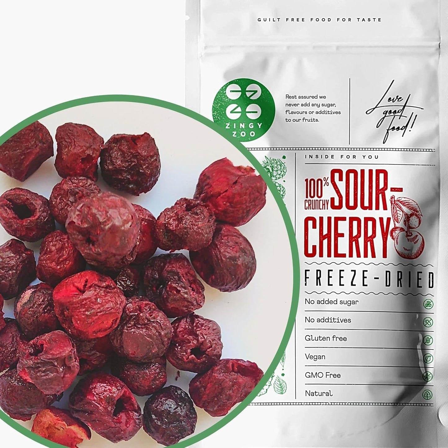 Cerezas liofilizadas | Cerezas ácidas secas | Frutas liofilizadas | Frutas secas liofilizadas | Frutas liofilizadas Cerezas secas | Fur Smoothie Frutas liofilizadas (90g) Productos deshidratados Naty Shop 90 G (1 paquete)