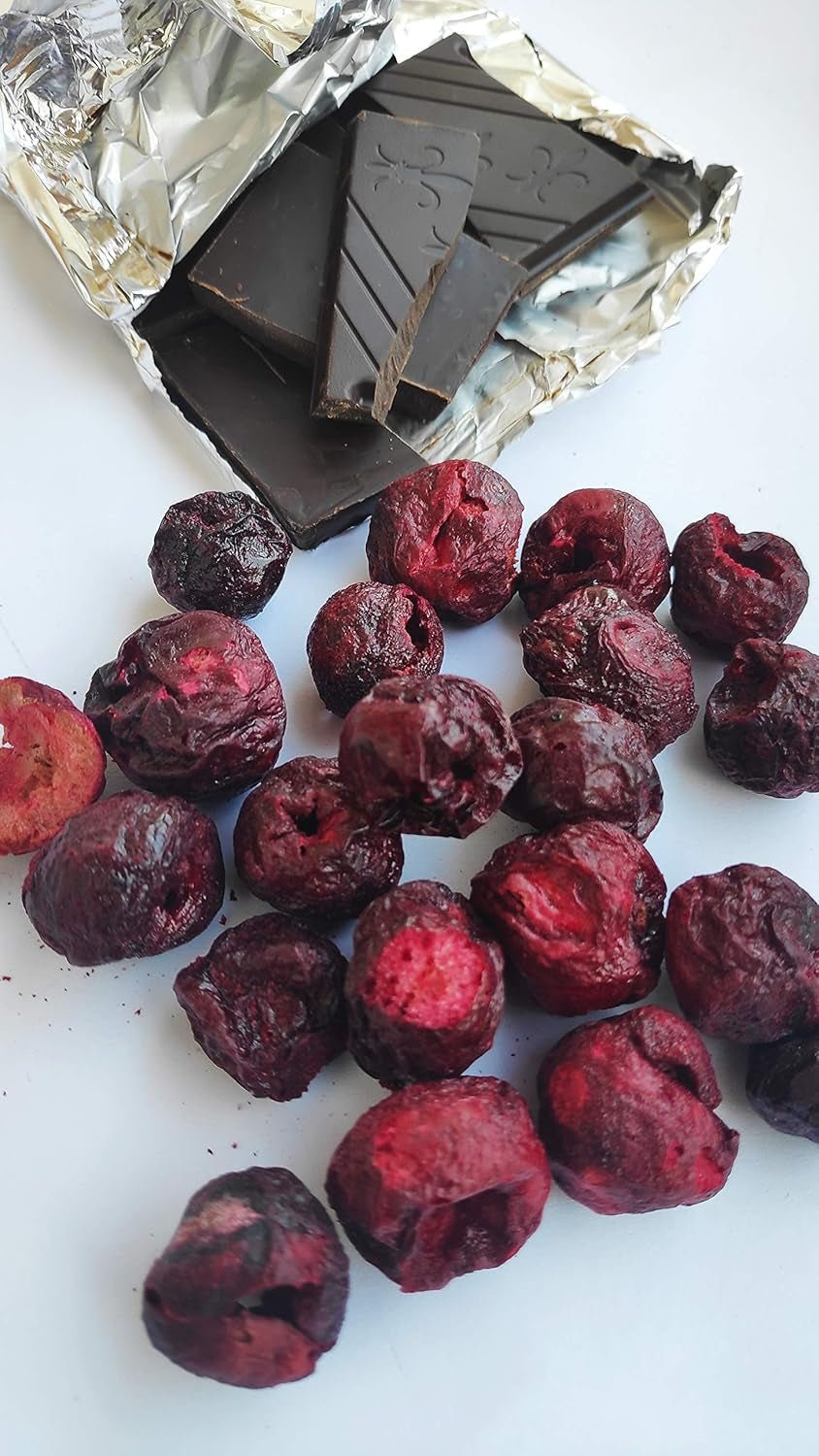 Cerezas liofilizadas | Cerezas ácidas secas | Frutas liofilizadas | Frutas secas liofilizadas | Frutas liofilizadas Cerezas secas | Batido de pieles Frutas liofilizadas (90g) Productos deshidratados Naty Shop
