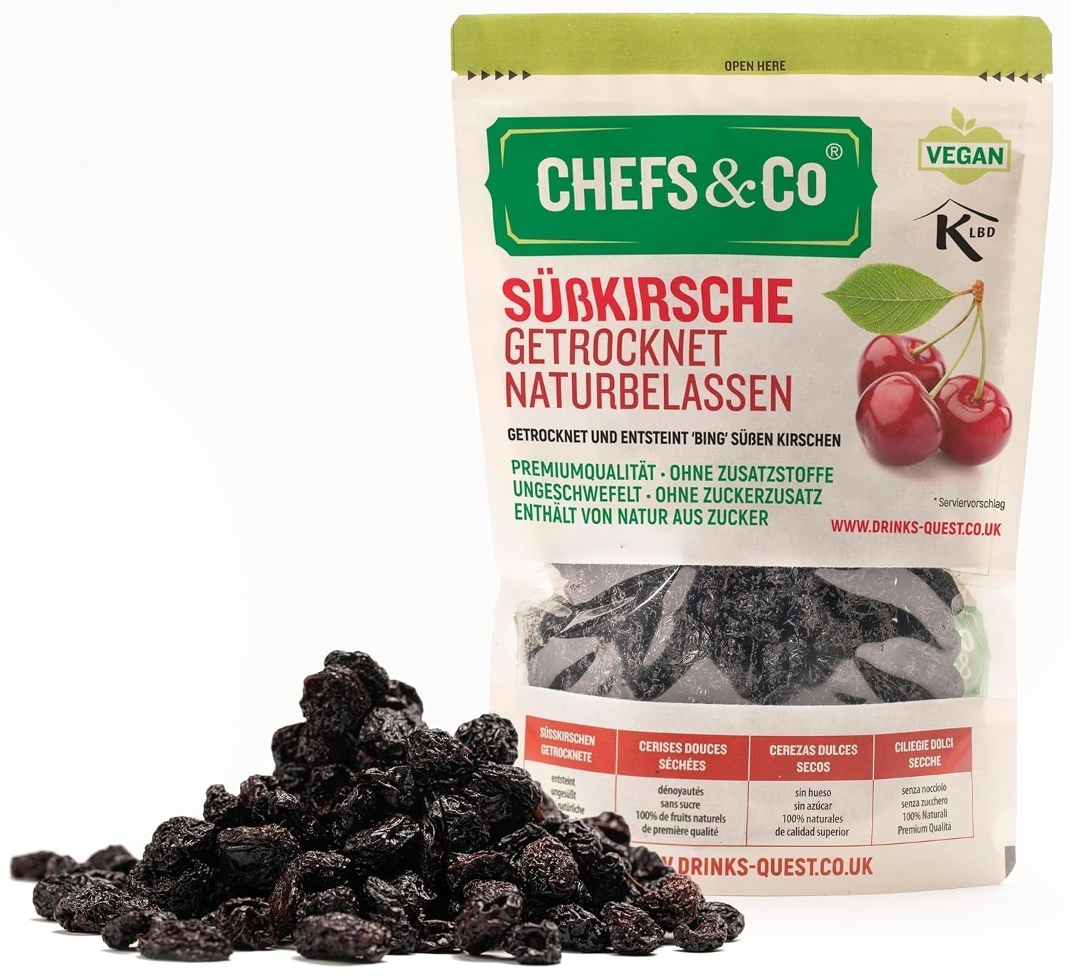 CEREZAS SECAS (NO SECAS) -750g | cerezas dulces secas sin hueso | 100% naturales | calidad superior | sin aditivos, sin azufre y sin azúcar Naty Shop productos deshidratados