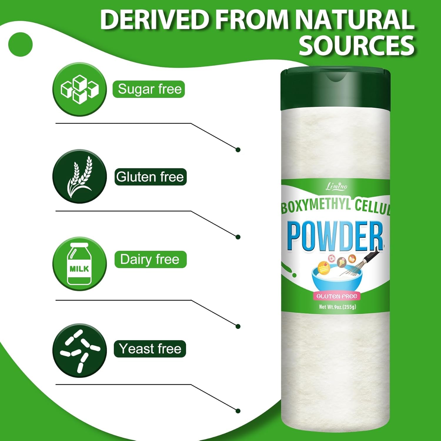 CMC en polvo 255 g - Polvo de CMC 100% puro, espesante de alimentos, estabilizador de helado, polvo Tylo para fondant, pasteles, helados, alimentos congelados, dulces, yogur, pasta de goma Naty Shop Pasta de azúcar