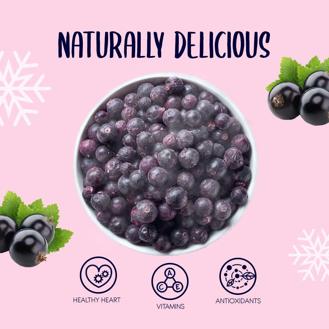 Grosellas negras liofilizadas 250g - Frutas liofilizadas - Frutas secas liofilizadas - Grosellas negras secas para repostería, muesli, decoración de tartas, postres Productos deshidratados Naty Shop