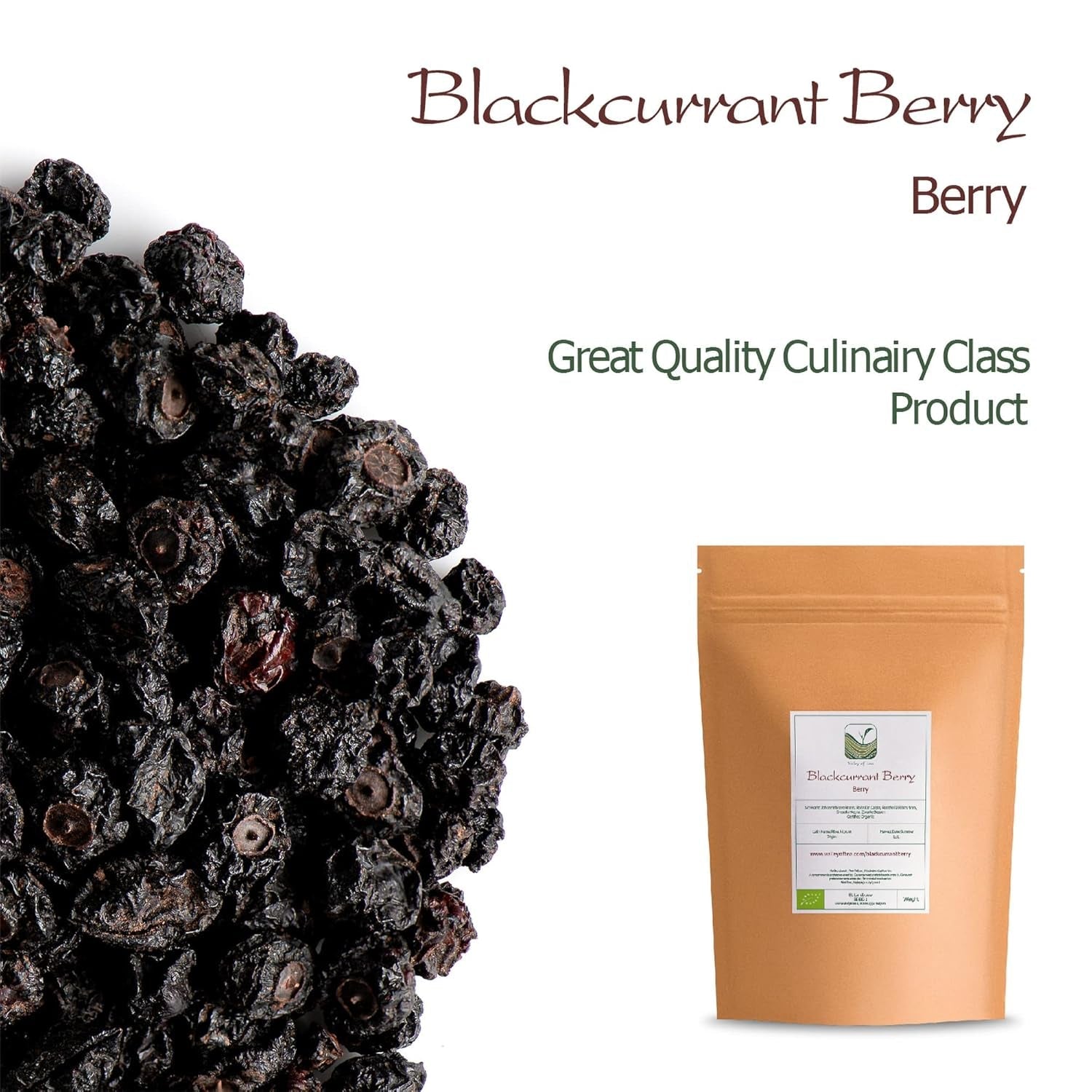 Grosellas negras ecológicas sin azúcar - Grosellas secas Bayas frutales - ideal para hornear Grosellas Frambuesas Té Grosellas negras Grosellas negras secas Productos deshidratados Naty Shop