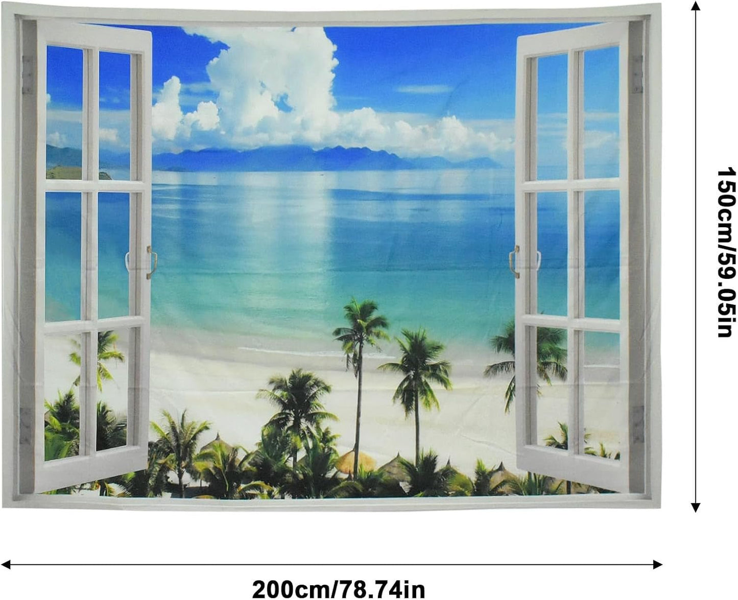 Tapiz alfombra ventana estetica poliéster playa grande Hogar - Accesorios y Decoración Naty Shop