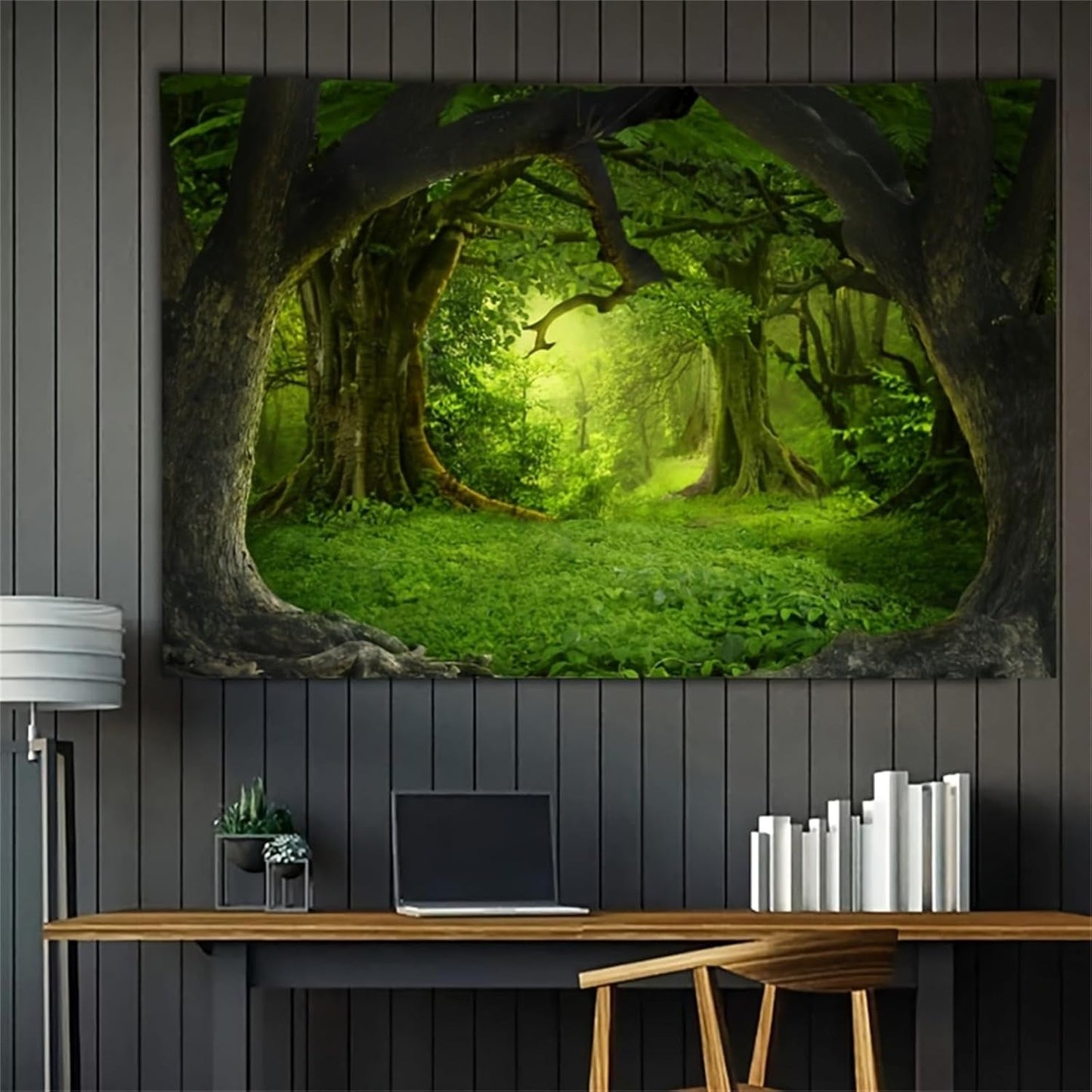 Alfombra tapiz bosque lienzo árbol cascada niebla Hogar - Accesorios y Decoración Naty Shop Bosque niebla 1 200L X 150B Cm