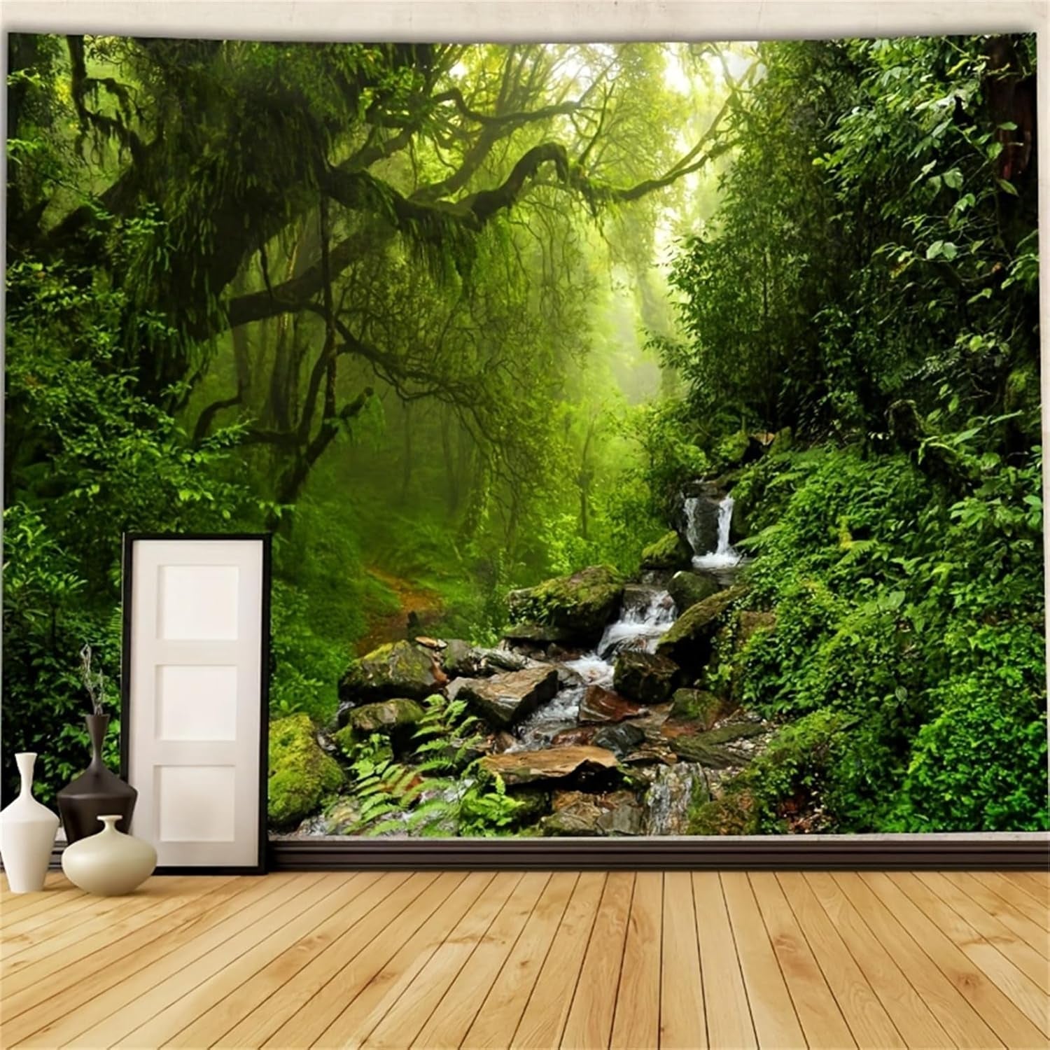 Alfombra tapiz bosque lienzo árbol cascada niebla Hogar - Accesorios y Decoración Naty Shop