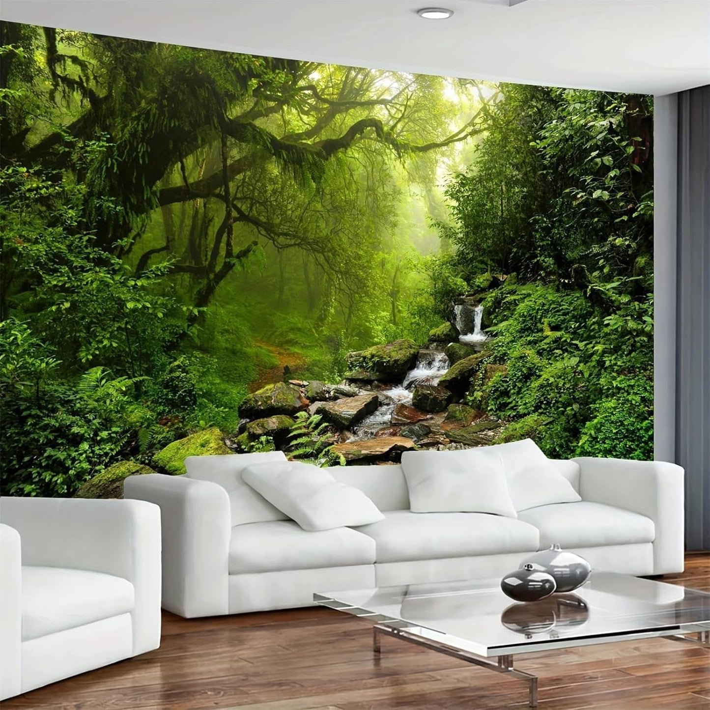 Alfombra tapiz bosque lienzo árbol cascada niebla Hogar - Accesorios y Decoración Naty Shop Cascada en el bosque 300L X 180B Cm