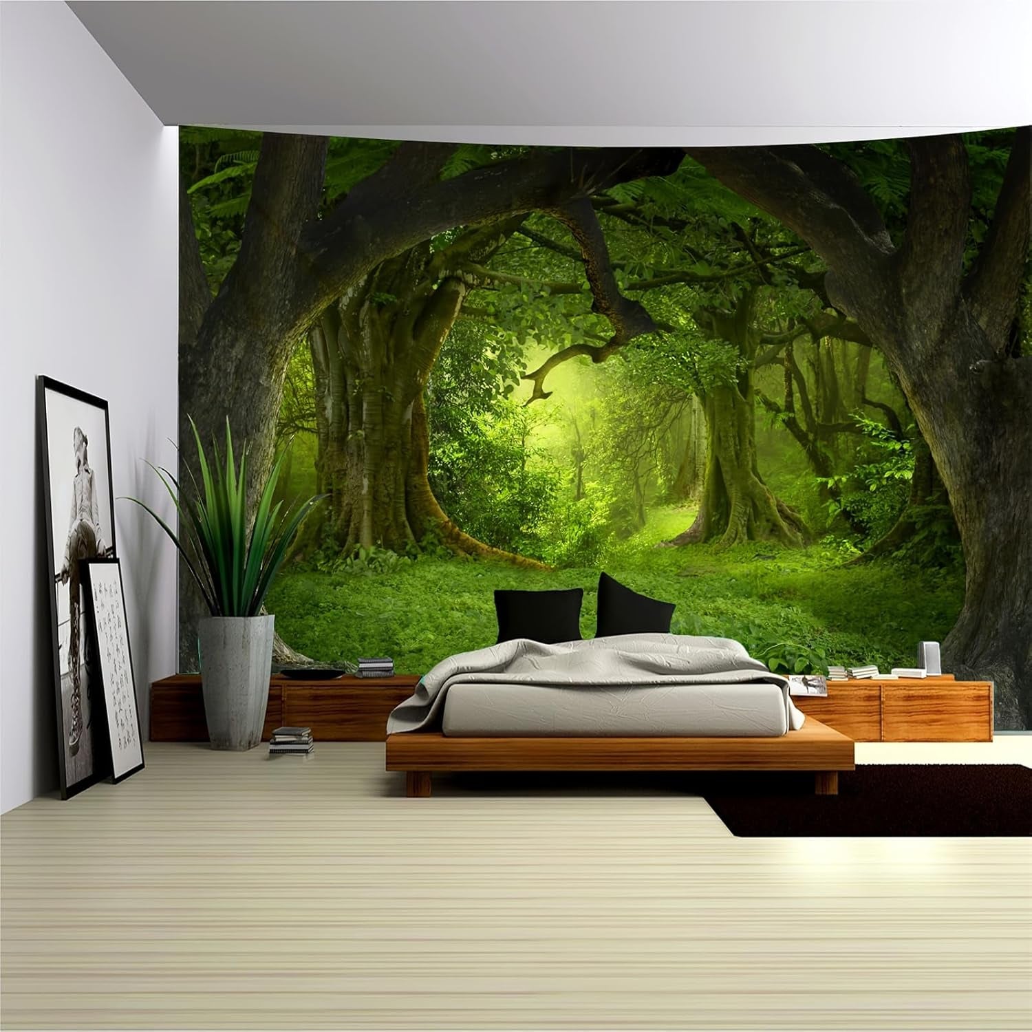 Alfombra tapiz bosque lienzo árbol cascada niebla Hogar - Accesorios y Decoración Naty Shop Bosque niebla 1 230L X 180B Cm