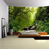 Alfombra Tapiz Bosque Lona Árbol Cascada Niebla Hogar - Accesorios y Decoración Naty Shop Saludos 230L X 180B Cm
