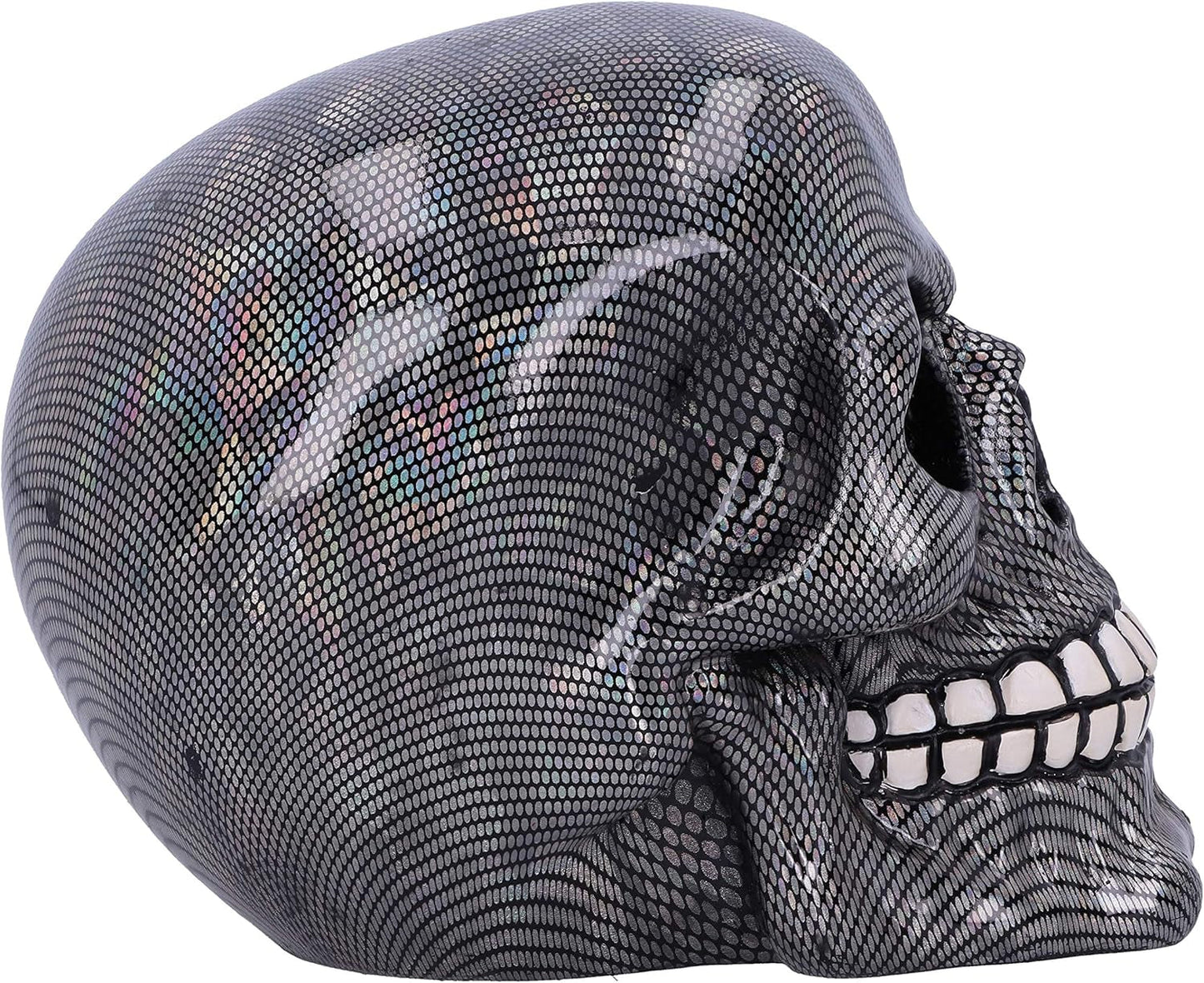 Calavera de Rejilla Holográfica de Plata Adorno de Calavera de Rejilla Holográfica de Plata Plata 16,5cm Estatuillas y Esculturas Naty Shop