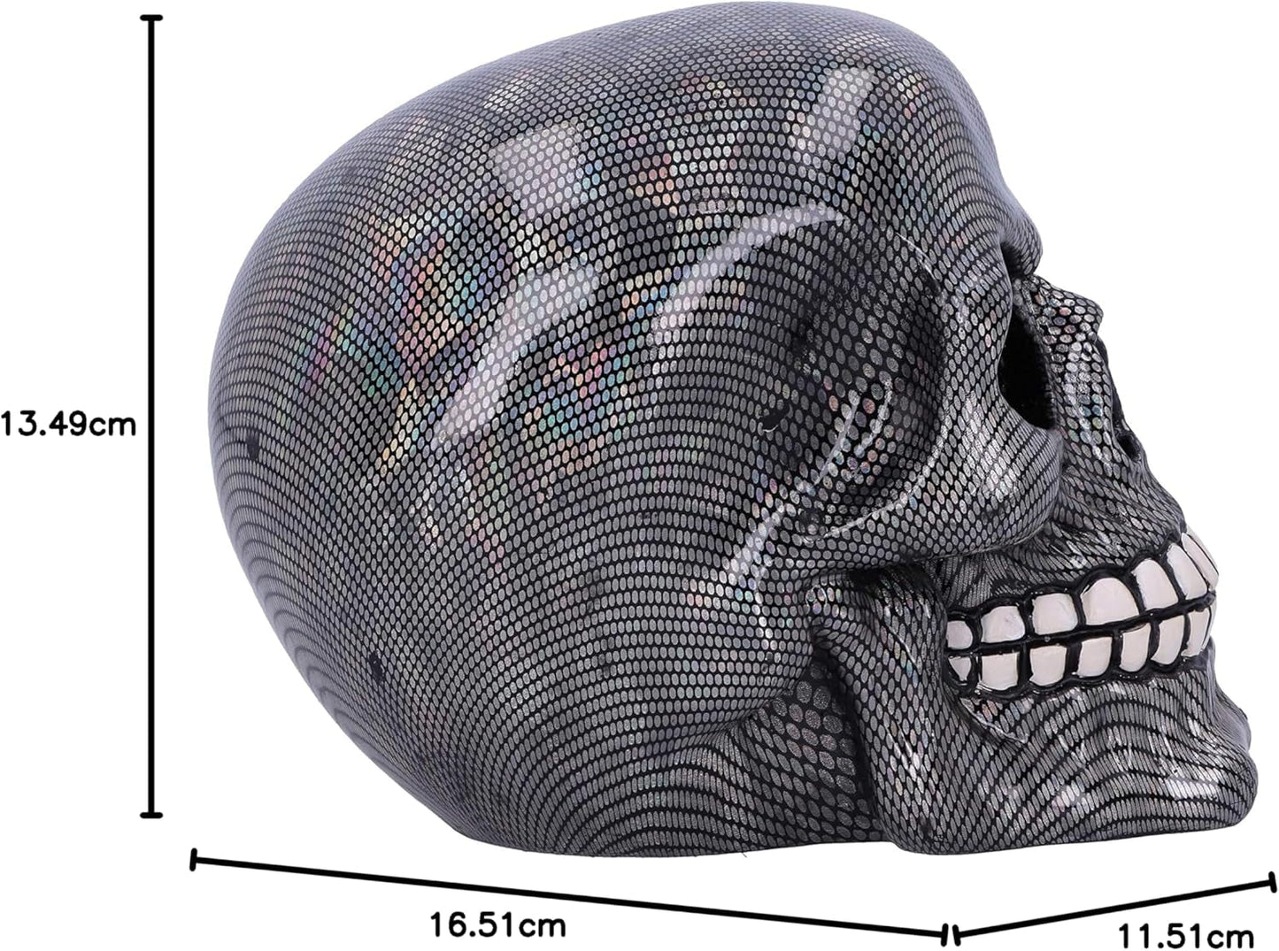 Calavera de Rejilla Holográfica de Plata Adorno de Calavera de Rejilla Holográfica de Plata Plata 16,5cm Estatuillas y Esculturas Naty Shop
