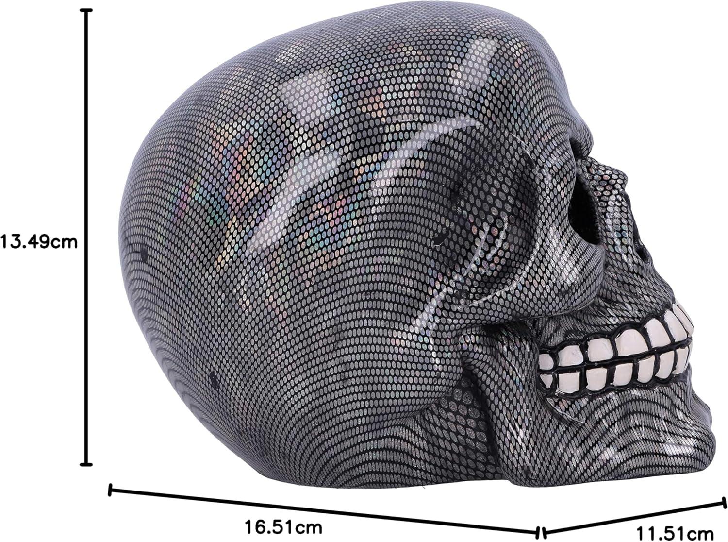 Calavera de Rejilla Holográfica de Plata Adorno de Calavera de Rejilla Holográfica de Plata Plata 16,5cm Estatuillas y Esculturas Naty Shop