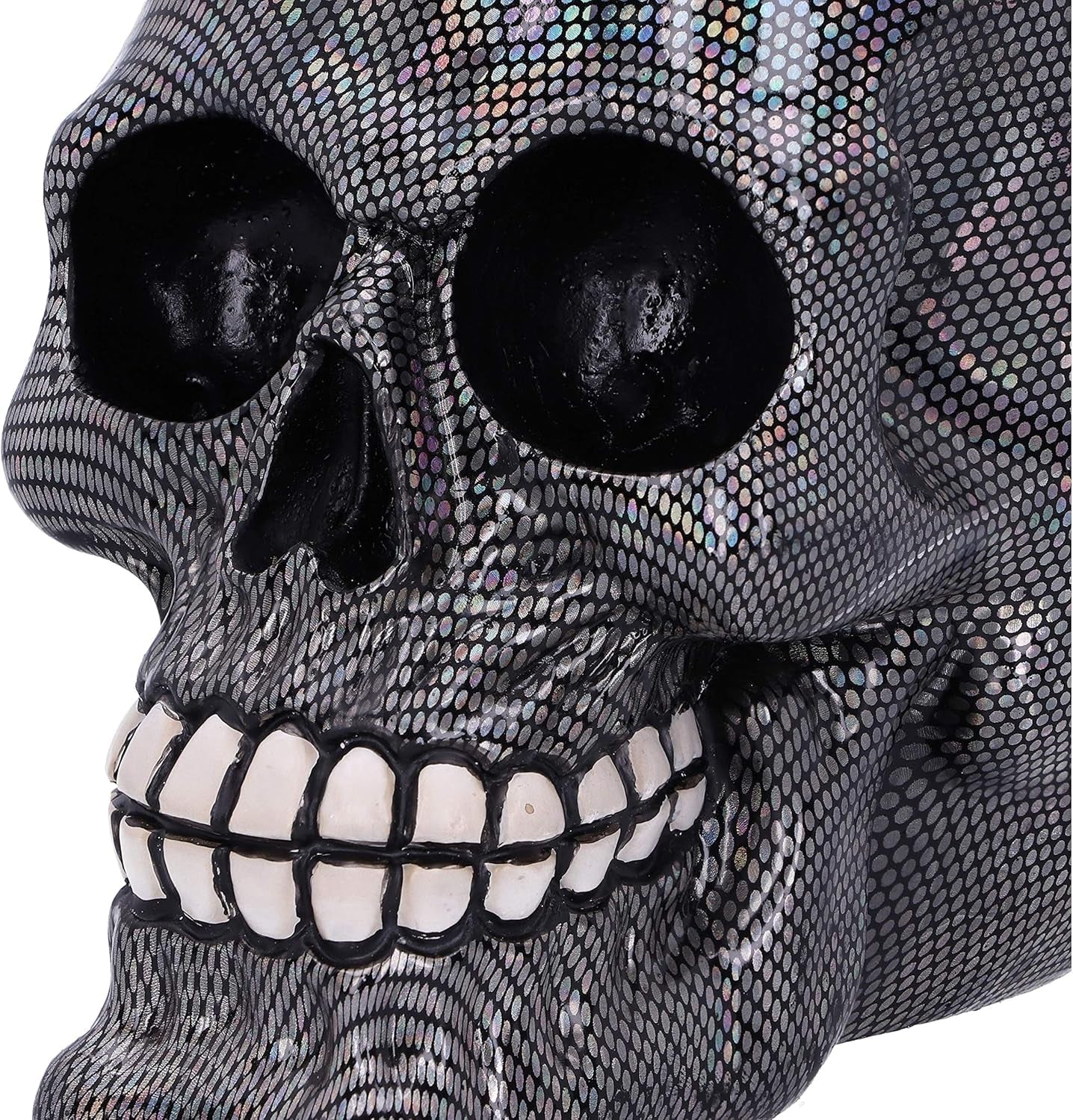 Calavera de Rejilla Holográfica de Plata Adorno de Calavera de Rejilla Holográfica de Plata Plata 16,5cm Estatuillas y Esculturas Naty Shop