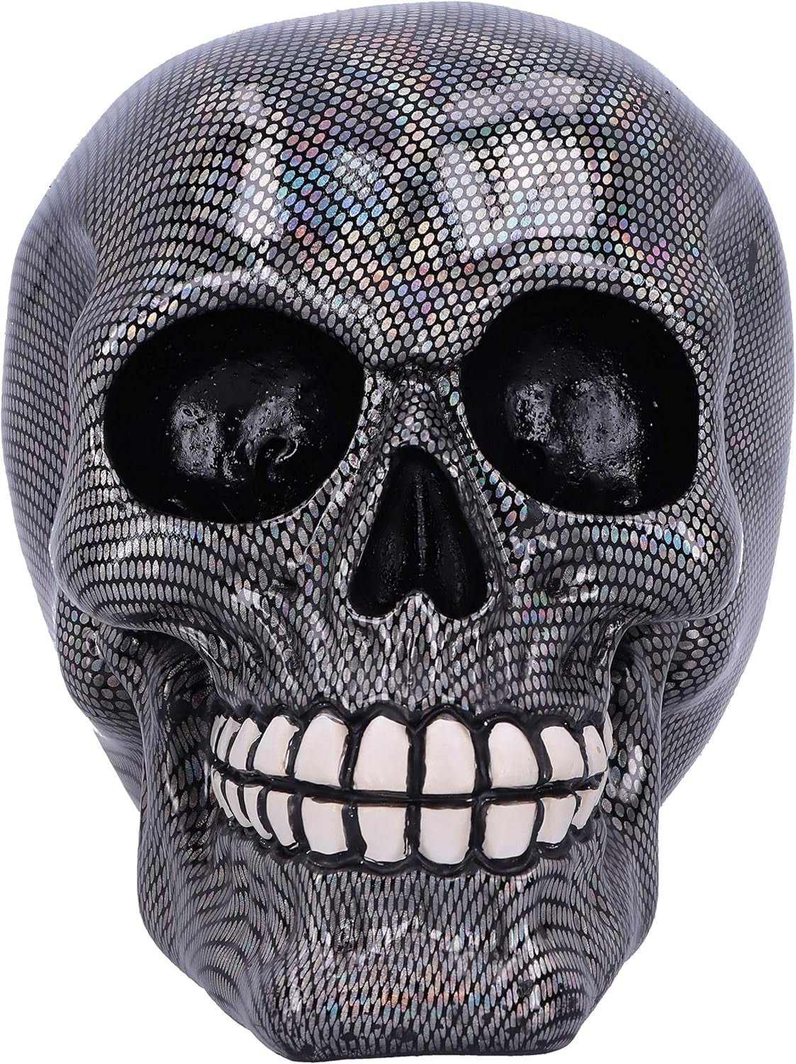 Calavera de Rejilla Holográfica de Plata Adorno de Calavera de Rejilla Holográfica de Plata Plata 16,5cm Estatuillas y Esculturas Naty Shop