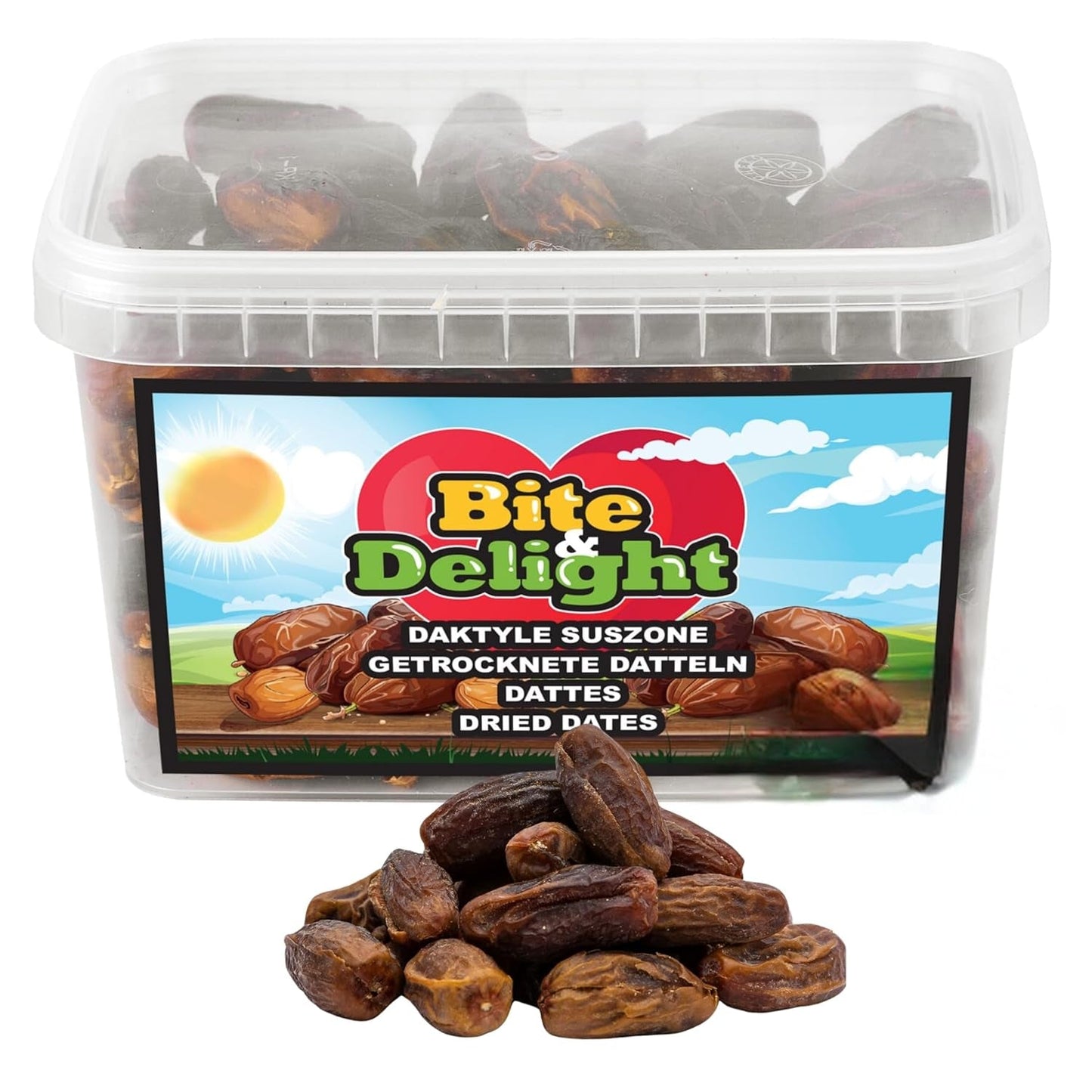 Dátiles secos Bite & Delight - Enteros, secos y naturales - Dulces aromáticos - Deliciosos y jugosos - Snack de frutas listo para comer - Vegano - Sin azúcares añadidos - 1250g Naty Shop productos deshidratados 1000 Ml