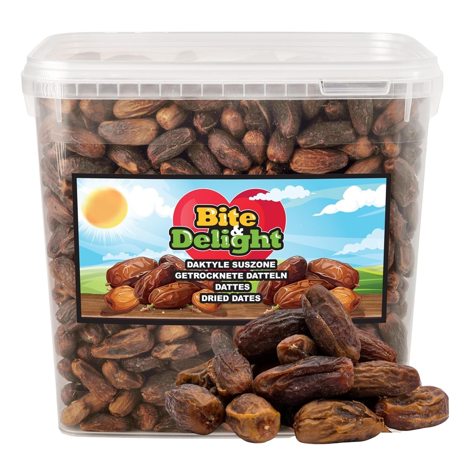 Dátiles secos Bite & Delight - Enteros, secos y naturales - Dulces aromáticos - Deliciosos y jugosos - Snack de frutas listo para comer - Vegano - Sin azúcares añadidos - 1250g Naty Shop productos deshidratados 10 kg