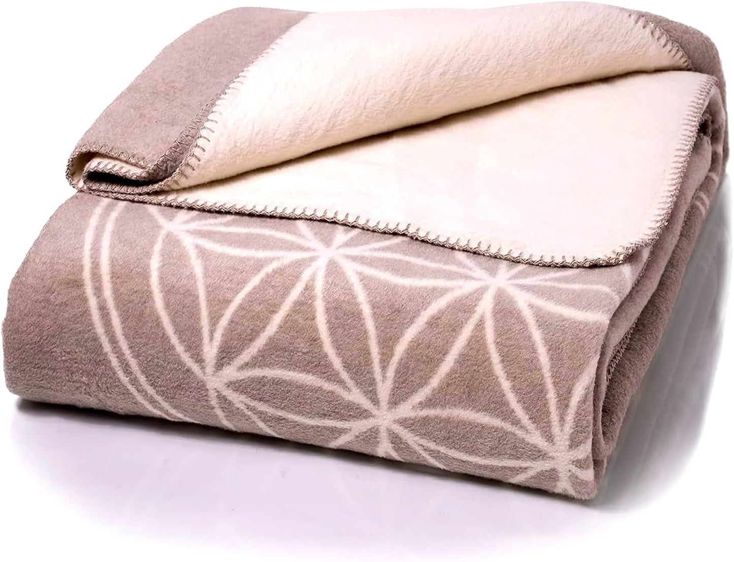 Glart cómoda manta Flor de la Vida Rosa-Crudo XL, 150X200 Cm, extra mullida como manta de sofá manta de sofá, manta de yoga manta salvavidas, manta de sofá de felpa Camas y Mantas Glart Gris-crudo 150X200Cm
