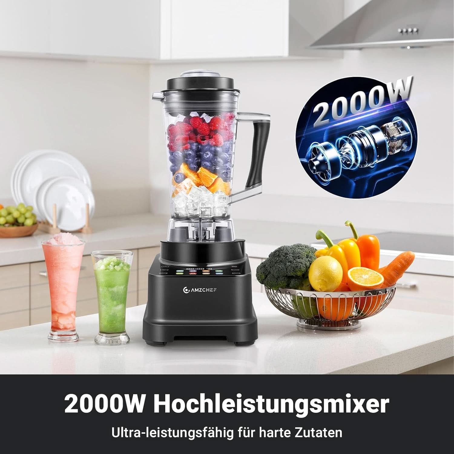 Batidora AMZCHEF, 8 menús inteligentes y 10 velocidades, Pantalla táctil LCD Cocina Naty Shop