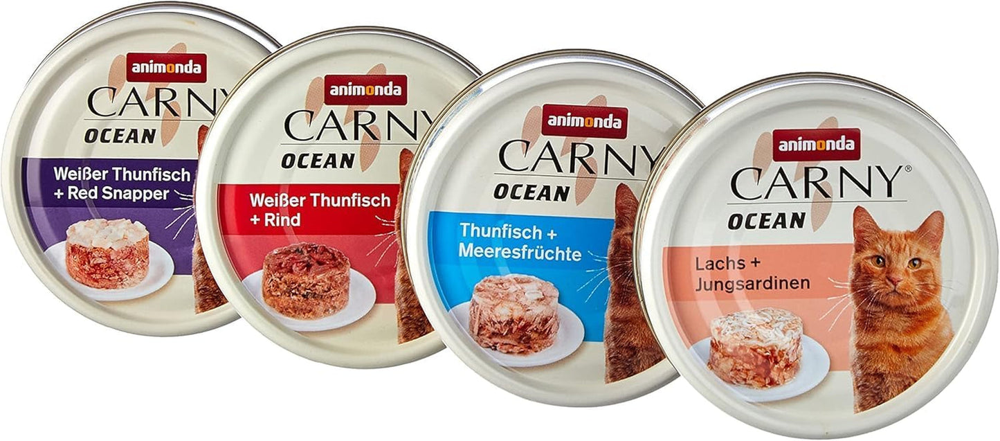 animonda Carny Adult Ocean Marine Variety No. 1 (12 x 80 g), comida húmeda para gatos adultos, comida húmeda con filetes de pescado tierno, comida para gatos sin cereales y sin azúcar