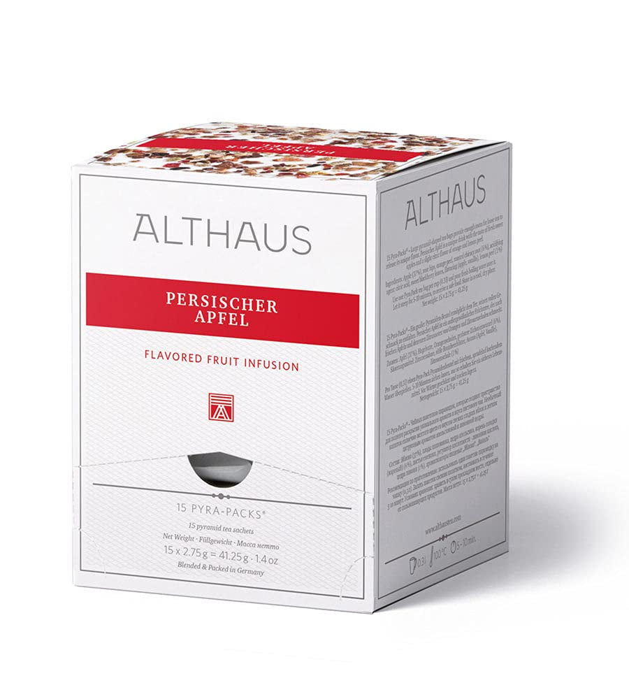 Althaus Tea MANZANA PERSA ⋅ Té de frutas en bolsitas piramidales PYRA PACK ⋅ Té de frutas aromatizado con sabor a manzana ⋅ 15 X 2.75G