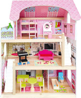 Bino World of Toys Casa de muñecas con balcón, Juguete para niños a partir de 3 años, con 3 plantas, escaleras, 4 habitaciones y balcón incl. 15-TLG. Accesorios, Para fomentar las habilidades de los niños, Diseño rosa Casas de muñecas Naty Shop Título predeterminado