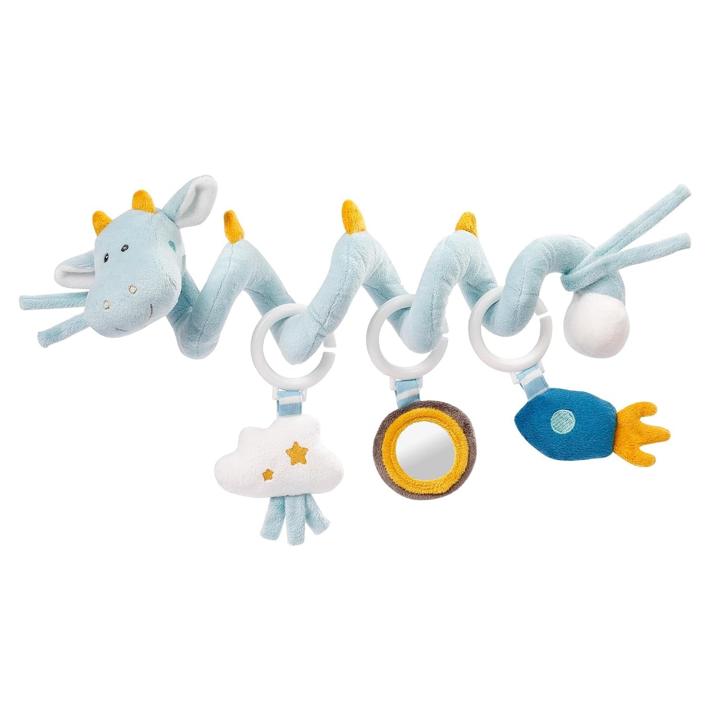 Fehn Activity Spiral Dino - juguete de cochecito para tocar y agarrar - juguete de dinosaurio bebé para cama, parque infantil, cochecito y asiento de coche - juguete de actividad motora para bebés y niños pequeños a partir de 0 meses Baby Toys Naty Shop Dragon