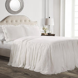 Lush Decor Funda Nórdica con Faldón de Volantes, Poliéster, Blanco, Cama Doble Lush Decor Camas y Edredones Blanco King Size