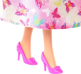 Muñeca Barbie Real con pelo elegante rubio y rosa, accesorios coloridos, top rosa degradado y falda de mariposa, HRR08 Naty Shop Dolls