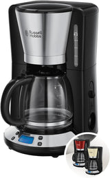 Cafetera Russell Hobbs [Temporizador digital, cabezal de ducha para una extracción y aroma óptimos] Colors+ Creme (1 a 10 tazas, jarra de vidrio de 1,25 L, placa calefactora, 1100 W) Cafetera de filtro 24033-56