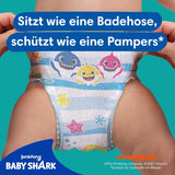 Pampers Tamaño 5-6 Splashers Baby Shark Edición limitada, paquete de 10 pañales desechables para nadar para una protección segura del agua