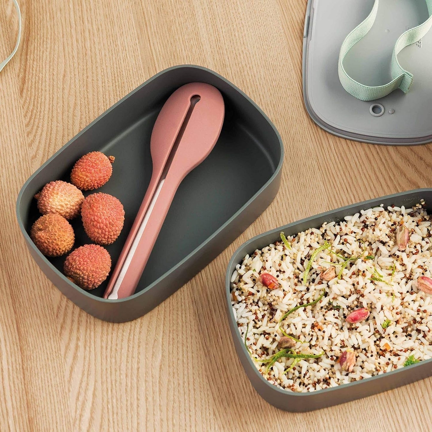 BergHoff caja bento doble - Leo (juego de fiambrera 19x12,5x9 cm, dos cajas, apto para microondas, cierre hermético, apto para lavavajillas, ideal para snacks / snacks / ensalada) 3950126 Cajas para guardar alimentos Naty Shop