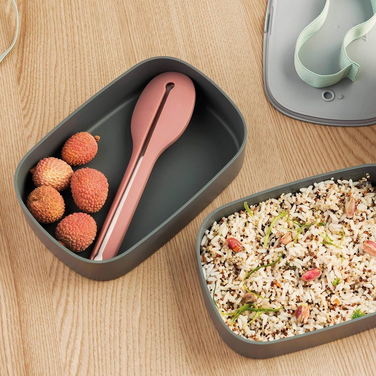 BergHoff caja bento doble - Leo (juego de fiambrera 19x12,5x9 cm, dos cajas, apto para microondas, cierre hermético, apto para lavavajillas, ideal para snacks / snacks / ensalada) 3950126 Cajas para guardar alimentos Naty Shop