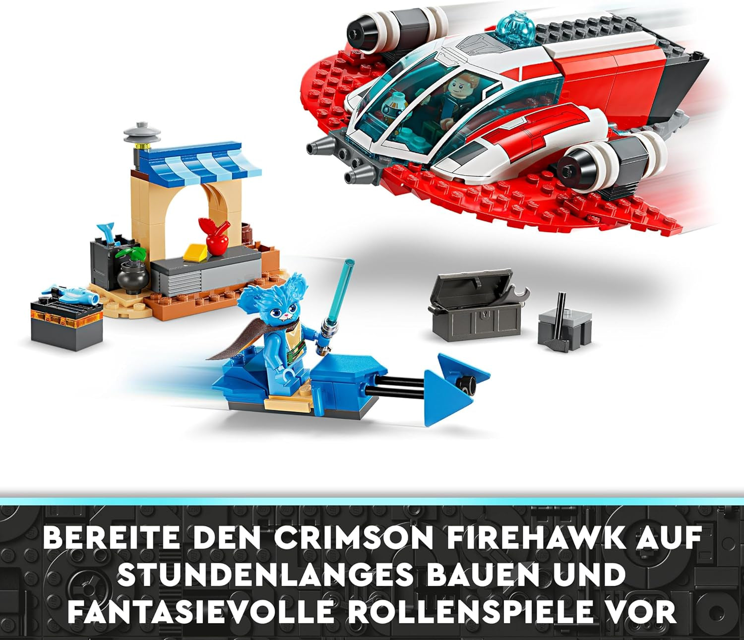 LEGO Star Wars: Las aventuras del joven Jedi Halcón de Fuego Carmesí, Set inicial para niños con nave espacial para construir, moto deslizadora y 3 figuras, regalo para niños y niñas de 4 años 75384 Juegos de construcción Besuche den LEGO-Store
