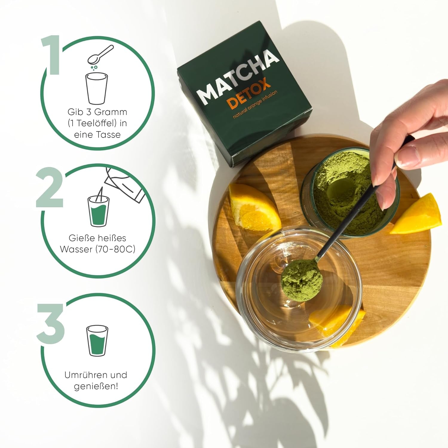 WOW TEA Matcha en polvo - polvo fino de Japón con un sabor fresco - ideal para té Matcha, café con leche o batidos - sin aditivos (desintoxicación)
