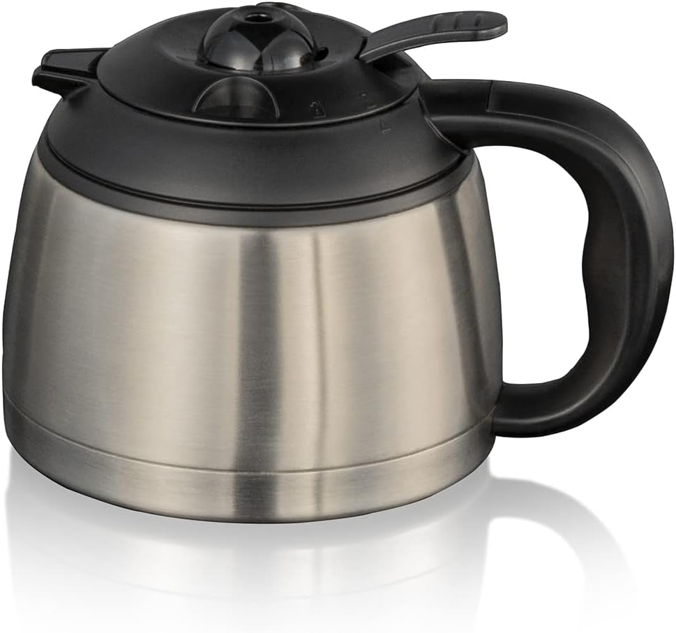 Cloer 5009 Cafetera espresso con filtro Keep Warm para hasta 8 tazas, 800 W, con jarra aislada de acero inoxidable, taza de filtro 1x4, color negro