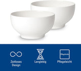 Villeroy & Boch For Me Juego de 2 cuencos para cereales, blanco, aptos para lavavajillas y microondas, cuencos pequeños para 2, cuencos, cuencos para cereales, aperitivos o salsas, plato, porcelana premium