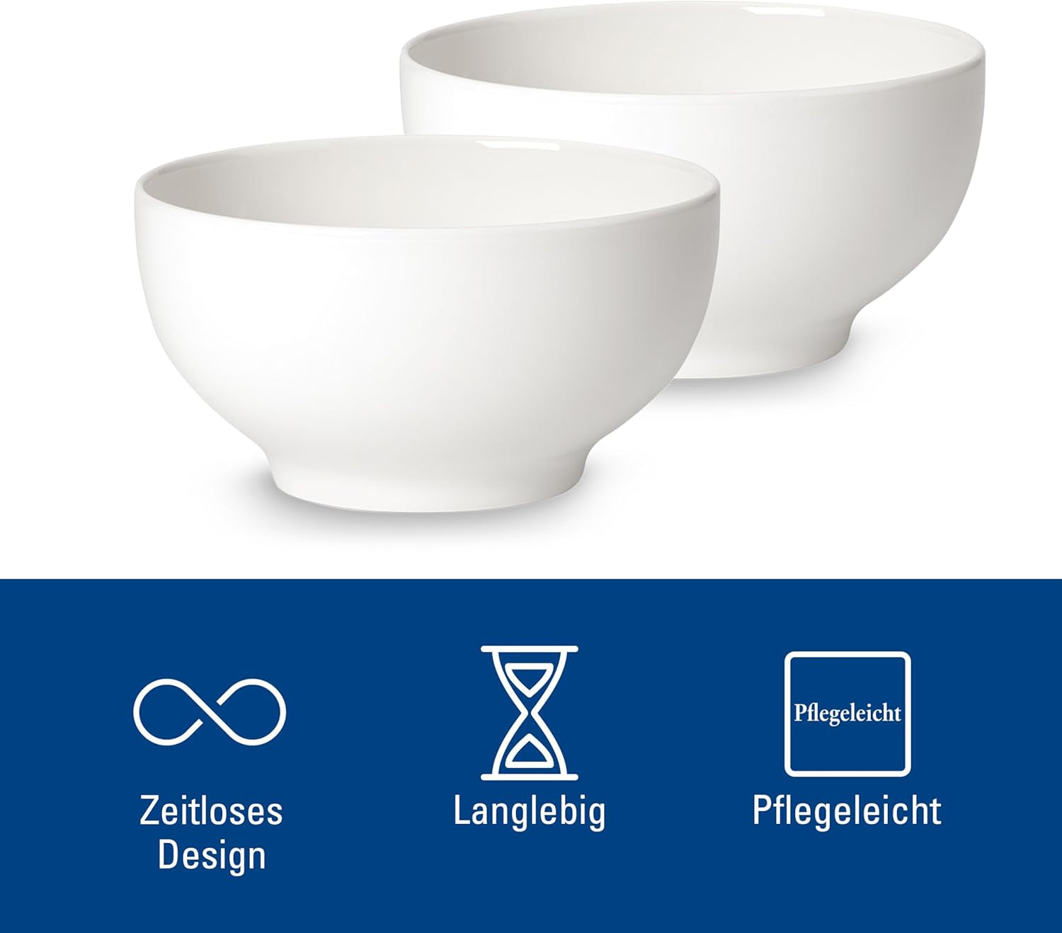 Villeroy & Boch For Me Juego de 2 cuencos para cereales, blanco, aptos para lavavajillas y microondas, cuencos pequeños para 2, cuencos, cuencos para cereales, aperitivos o salsas, plato, porcelana premium