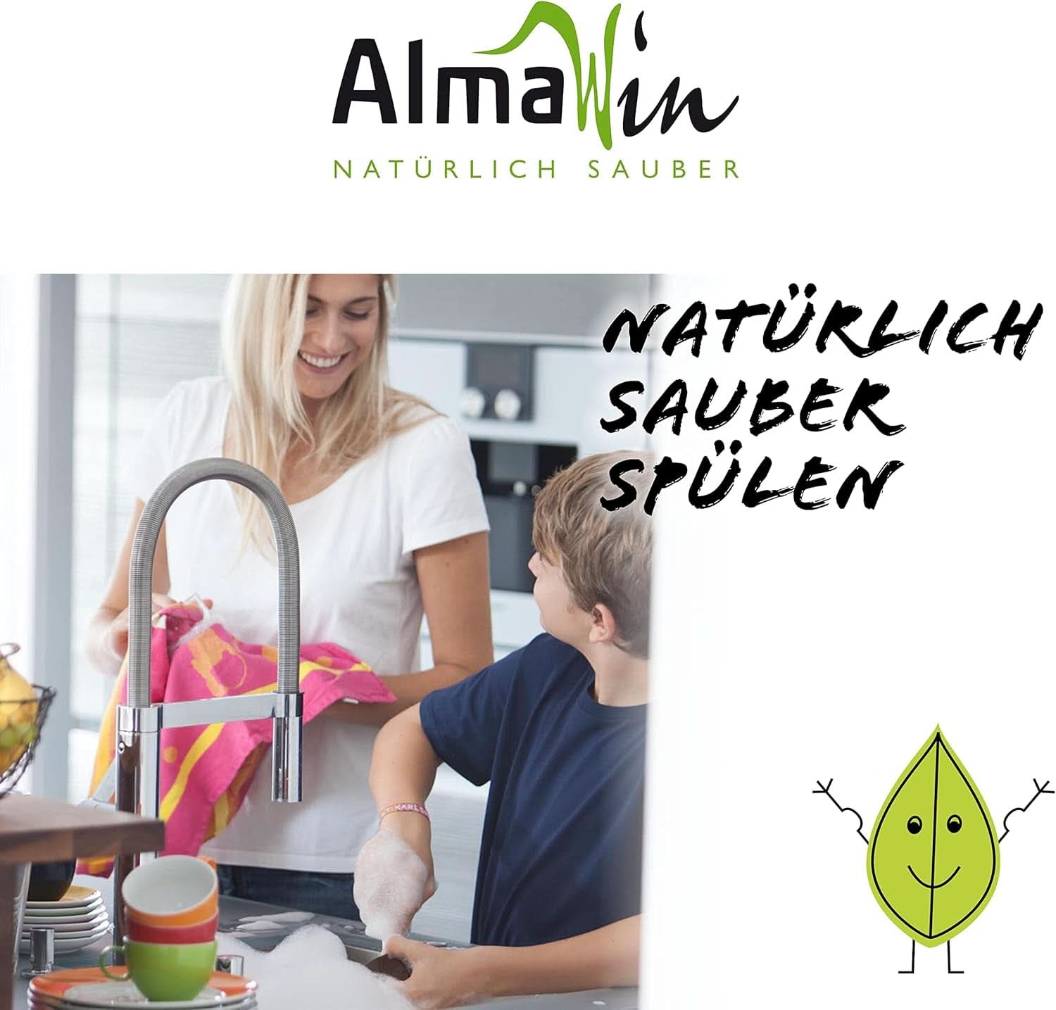 Almawin eco, detergente en polvo 2,8kg, 112 dosis, dosificable para diferentes cantidades de vajilla Naty Shop