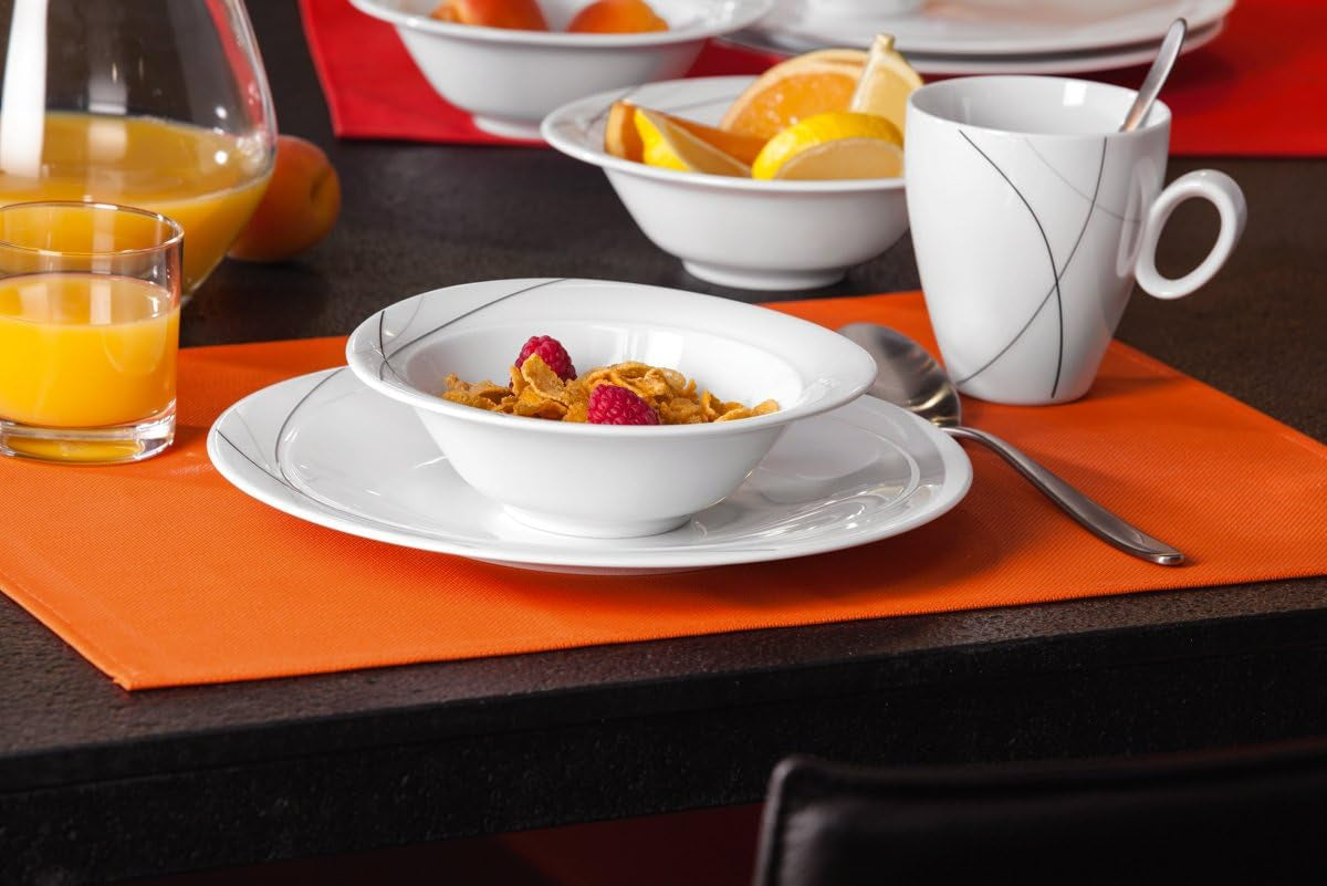 Seltmann Weiden 001.706904 Trio Highline Juego de vajilla combinada, 30 piezas, 36,5 x 31,2 x 36,9 cm, blanco