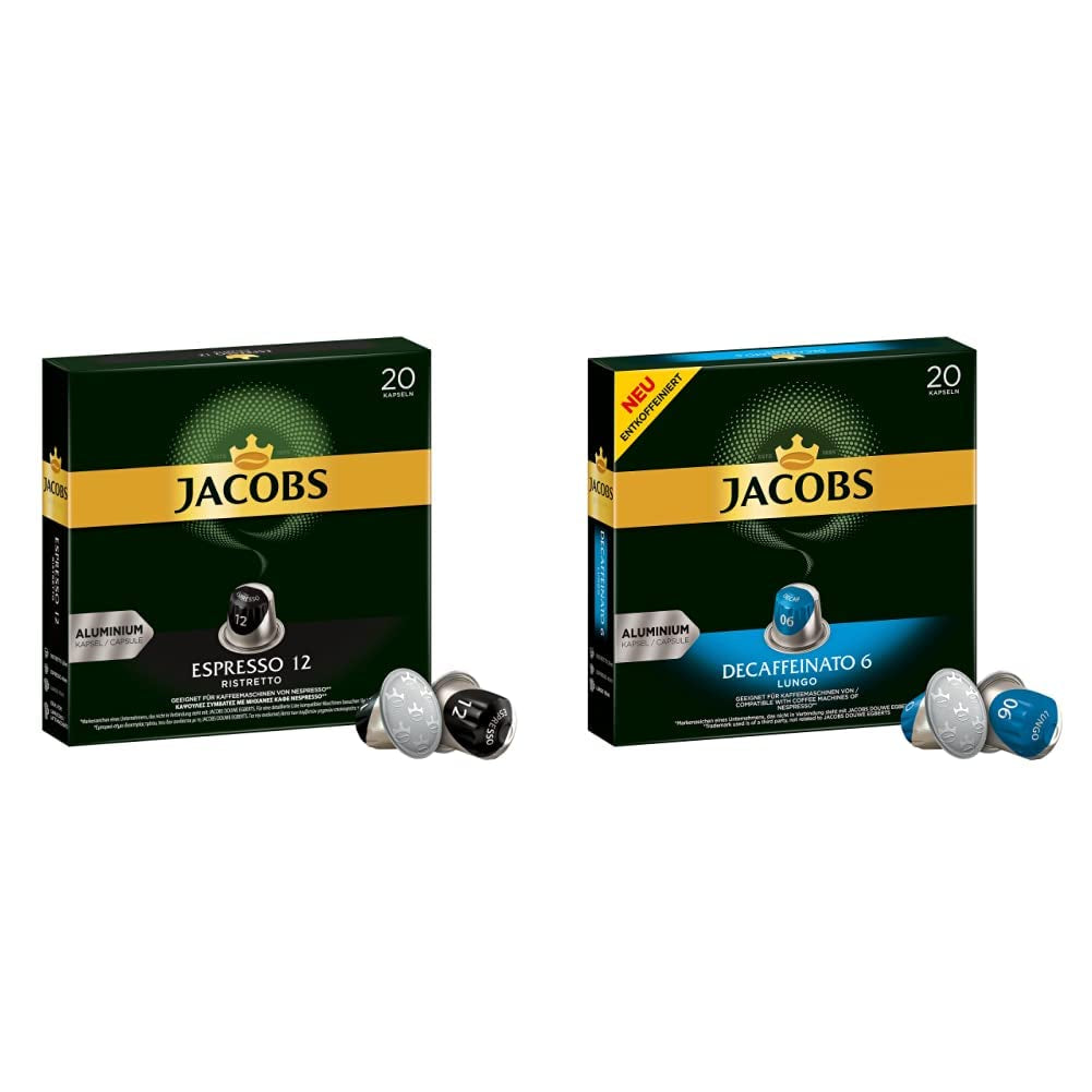 Kaffeekapseln Espresso Ristretto, Intensität 12 von 12, 10 x 20 Getränke & Kaffeekapseln Lungo Decaffeinato- Intensität 6- 200 Nespresso compatible Kapseln, 10er Pack, 10 x 20 Getränke