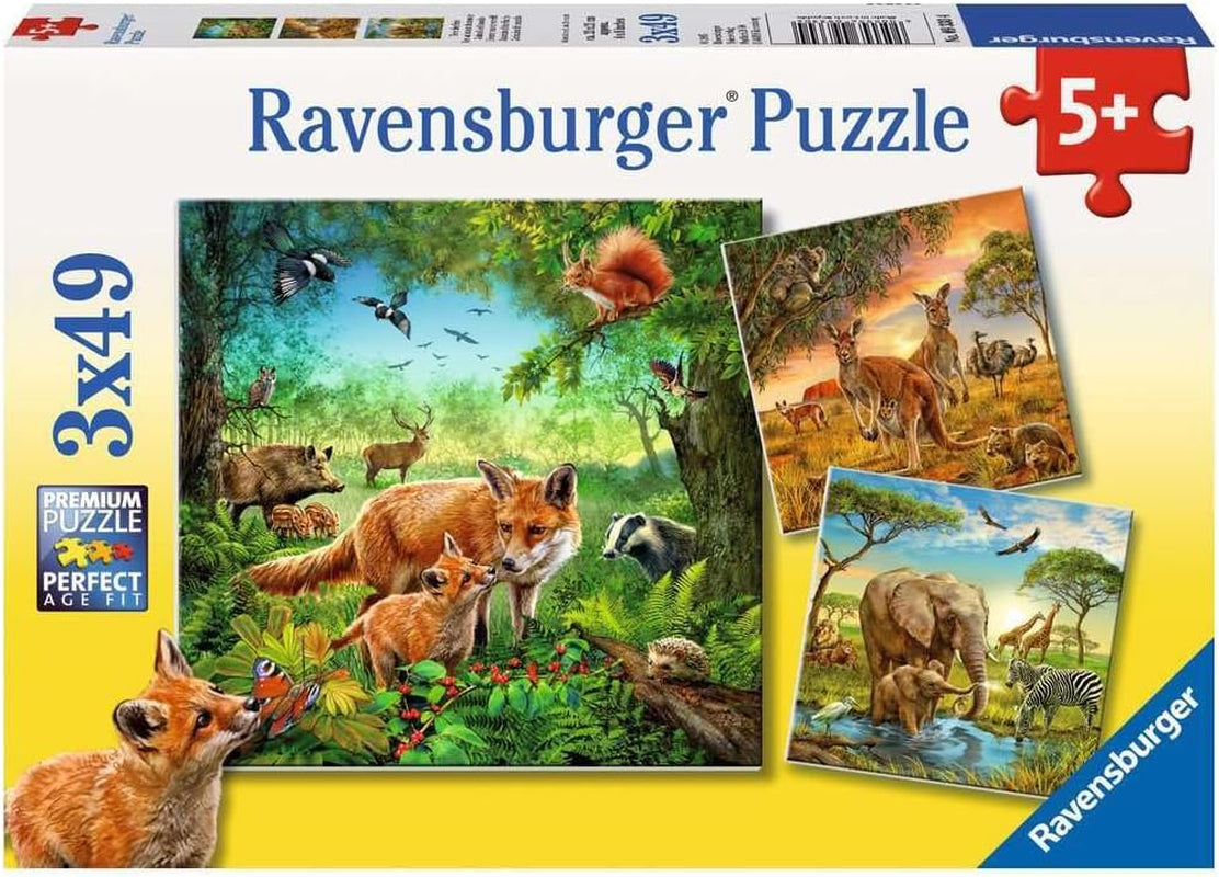 Ravensburger Puzzle para niños - 09330 Animales de la Tierra - Puzzle para niños a partir de 5 años, con 3X49 piezas Puzzle Naty Shop Fotografic