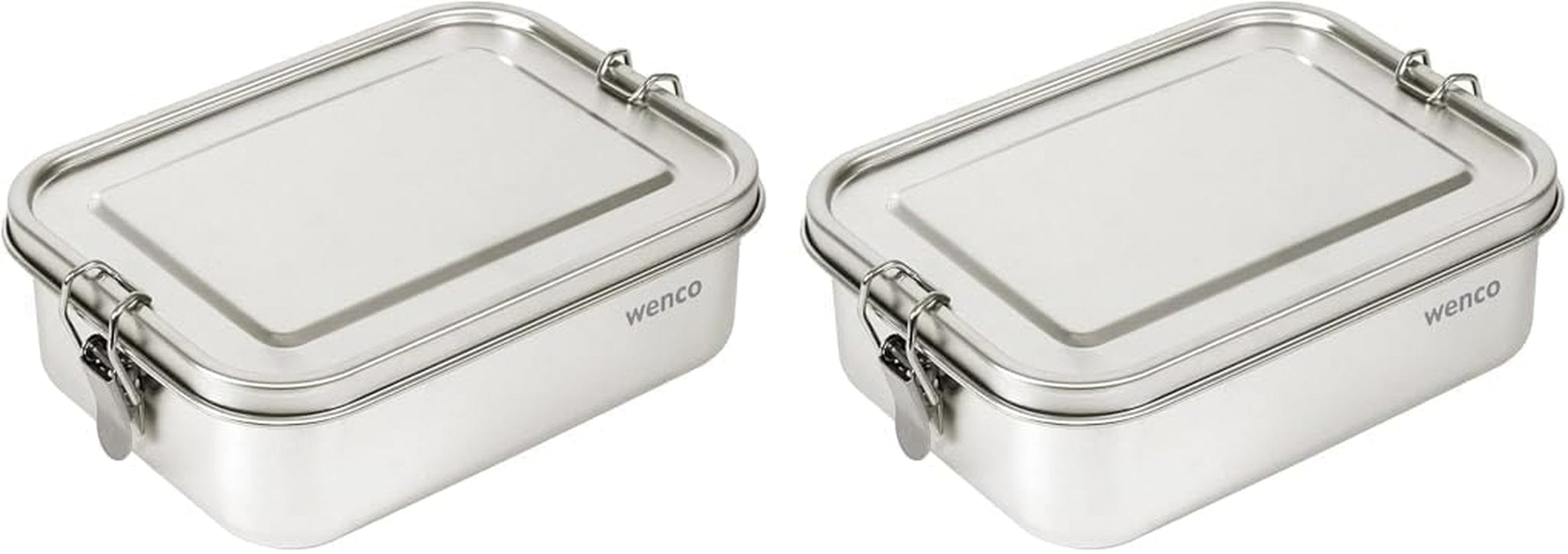 Wenco Fiambrera de Acero Inoxidable 2 Compartimentos Fiambrera de Gran Capacidad 850 ml Impermeable Apto para Lavavajillas Incluye Anillo de Silicona de Repuesto 18,5 x 14 x 5,5 cm Plata (Pack de 2) Naty Shop Cajas de Almacenamiento de Alimentos 850 Ml (Pack de 2)