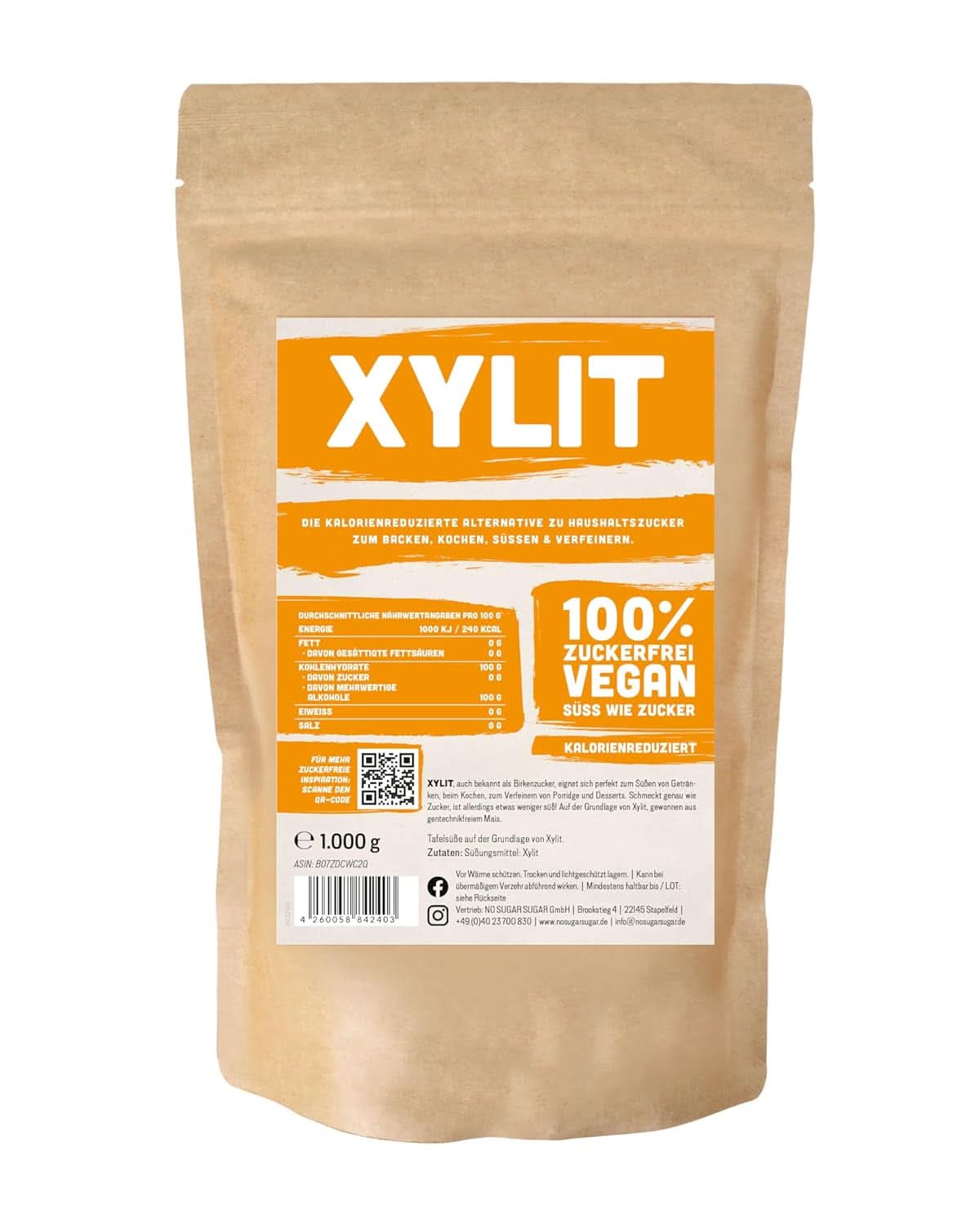 Xilitol premium con poder edulcorante 1:1 respecto al azúcar, 1kg Edulcorantes Naty Shop