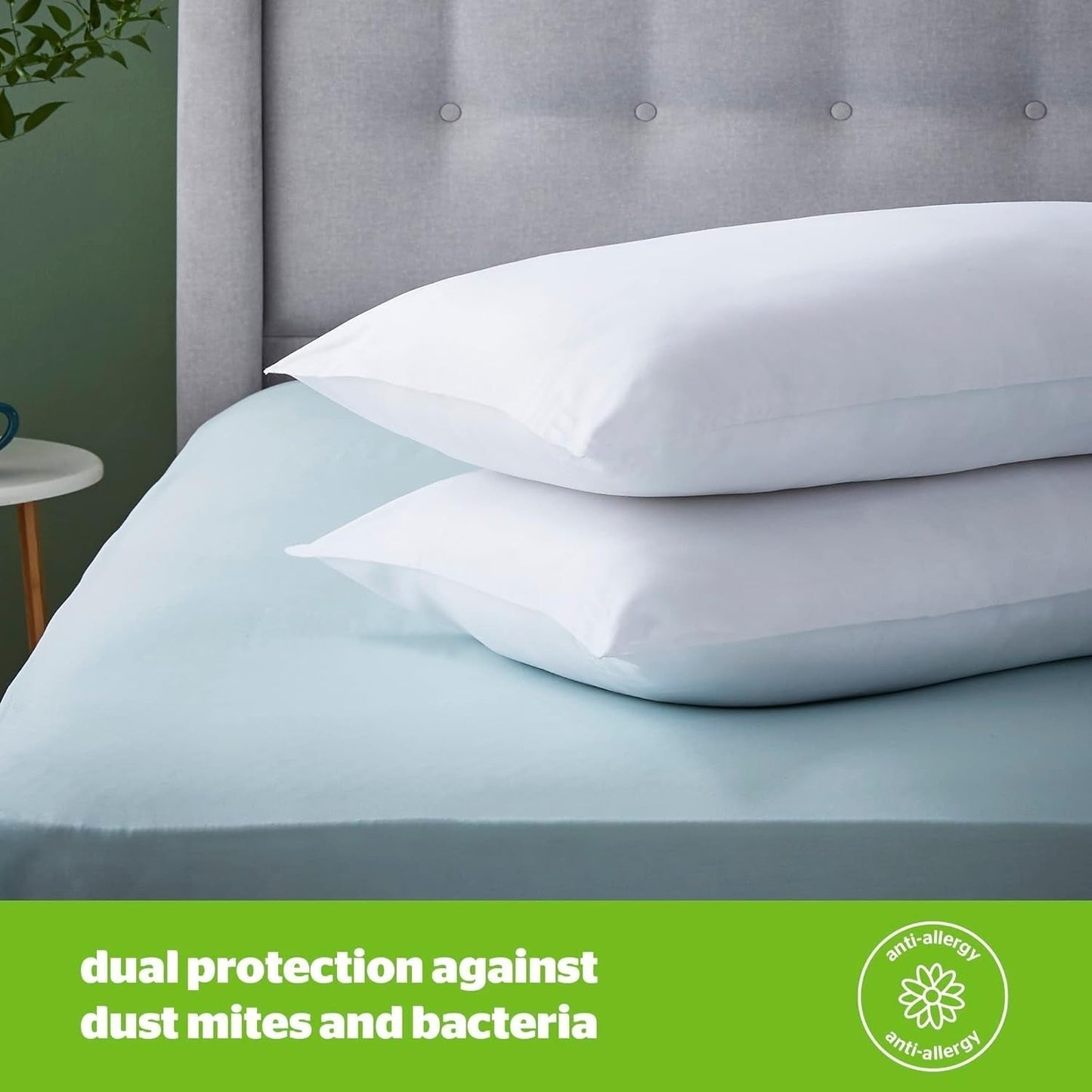 Paquete de 2 almohadas suaves antialérgicas Silentnight, almohadas de apoyo de plumas suaves, ideal para personas que duermen boca abajo, hipoalergénicas y lavables a máquina, paquete de 2 almohadas estándar Naty Shop