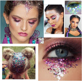 HOWAF 12 cajas de purpurina para uñas, cepillo para el rostro y el cuerpo, maquillaje con purpurina, purpurina para uñas, ojos, labios, pelo, decoración corporal, Halloween, Navidad, festivales, disfraces, accesorios de maquillaje