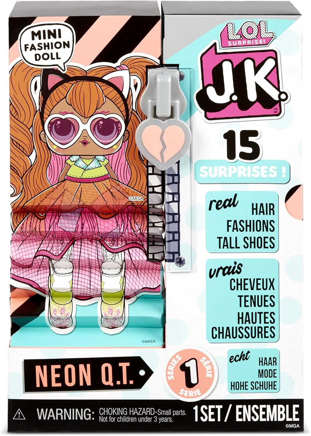 Jajaja ¡Sorpresa! 570776E7CAZ JK Mini Fashion Doll - 15 Sorpresas, Ropa y Accesorios - Coleccionables - Neon QT