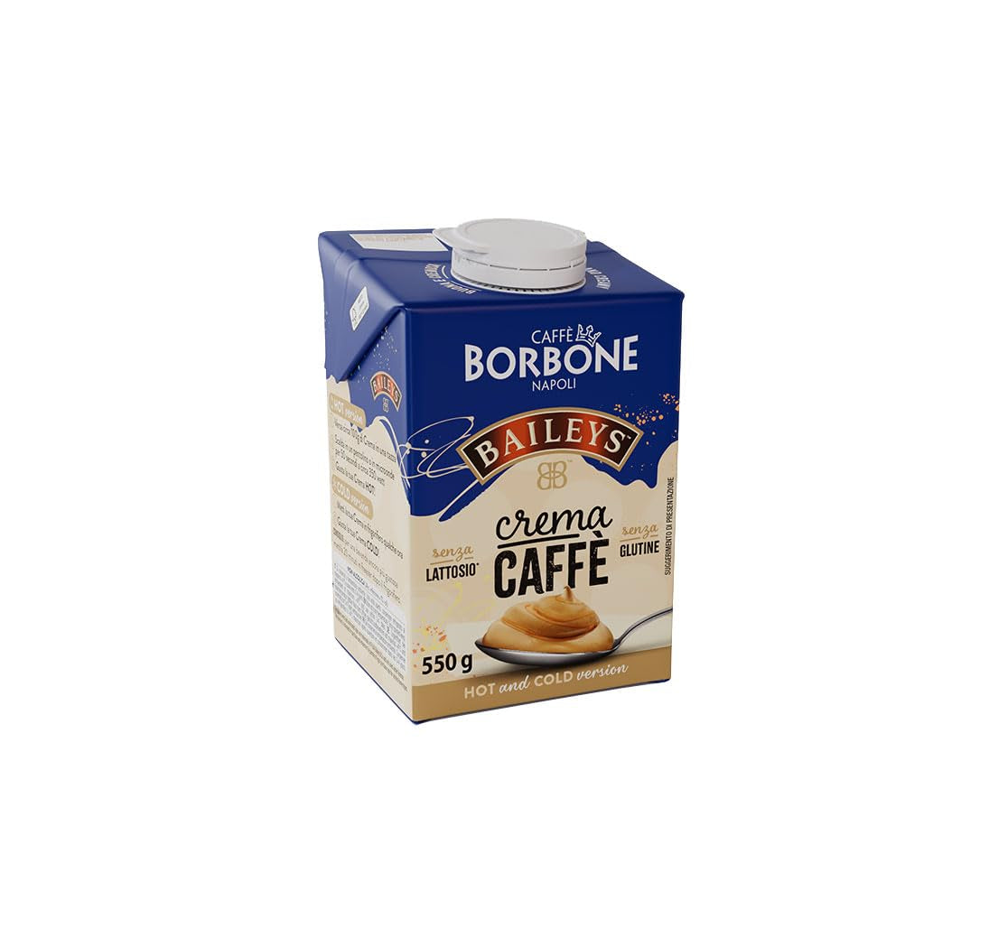 Caffè Borbone Baileys Kaffeecreme - Creme auf Milchbasis mit lactosefreiem, löslichem Kaffee, mit Baileys - sin lactosa y sin gluten - Caja de cartón de 550 gramos