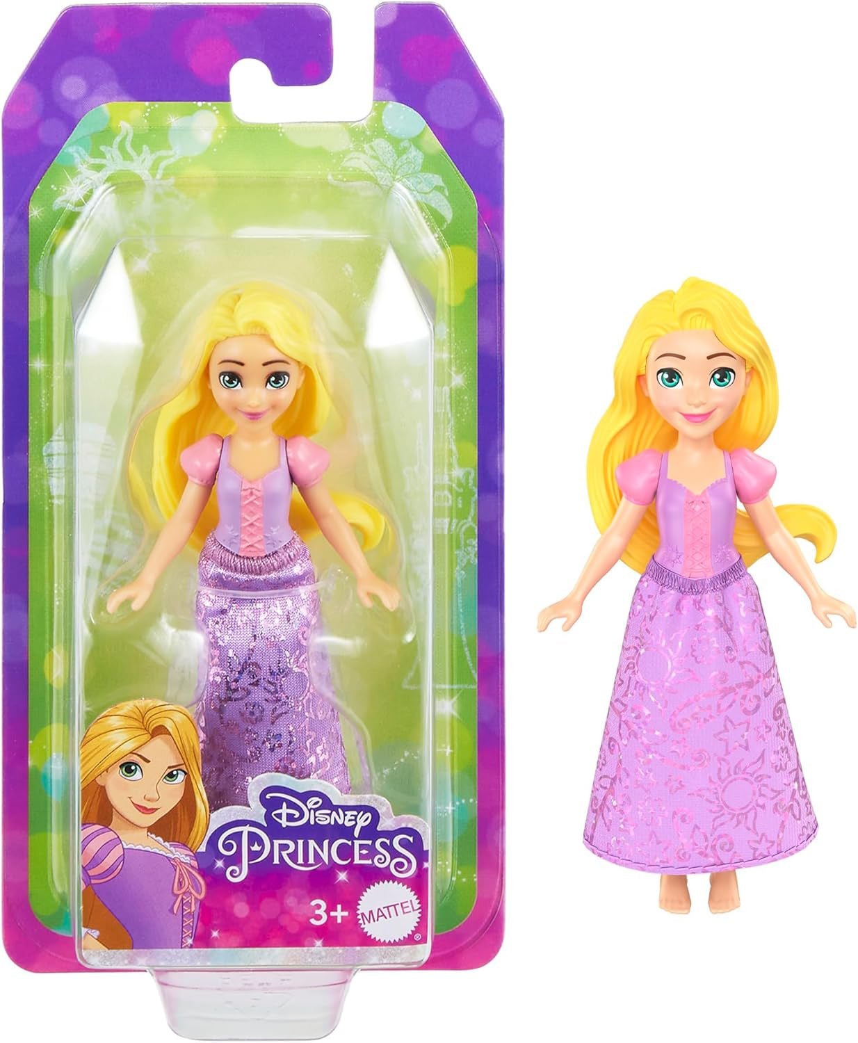 Princesas Disney – HLW 70 – Muñeca articulada, 9 cm – Rapunzel – Personaje